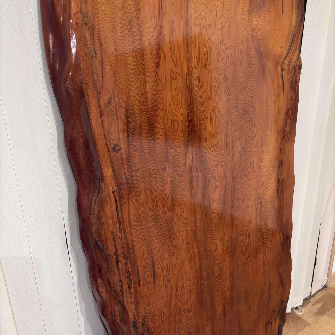 【未使用】屋久杉 一枚板 テーブル 座卓 天然木 耳付 笹杢 漆 天板 希少