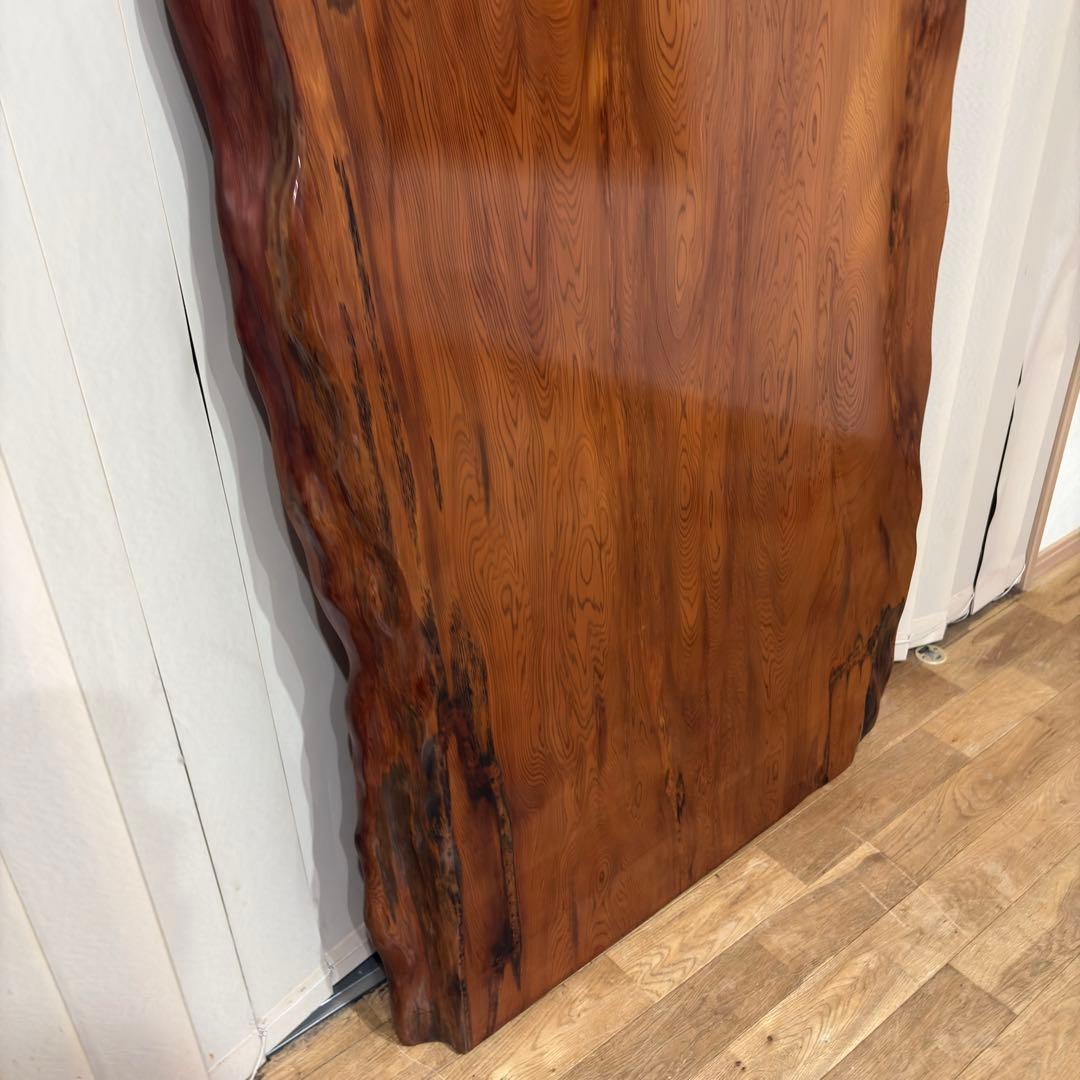 【未使用】屋久杉 一枚板 テーブル 座卓 天然木 耳付 笹杢 漆 天板 希少