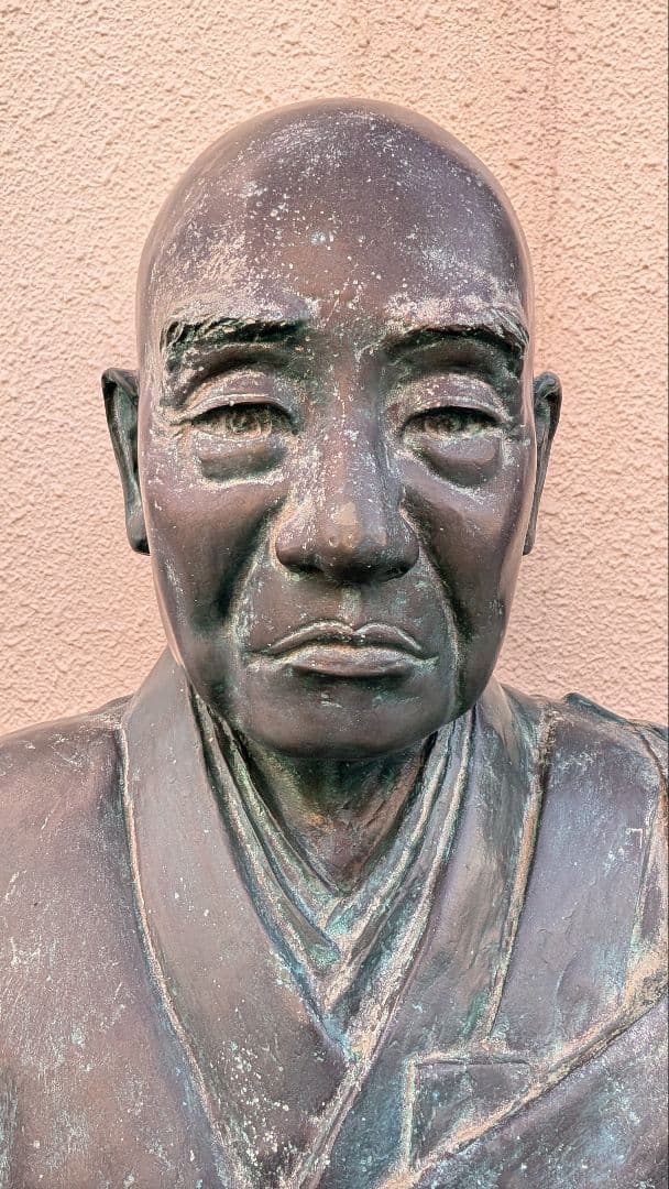 青銅唐金製 蓮如上人行脚像　6尺