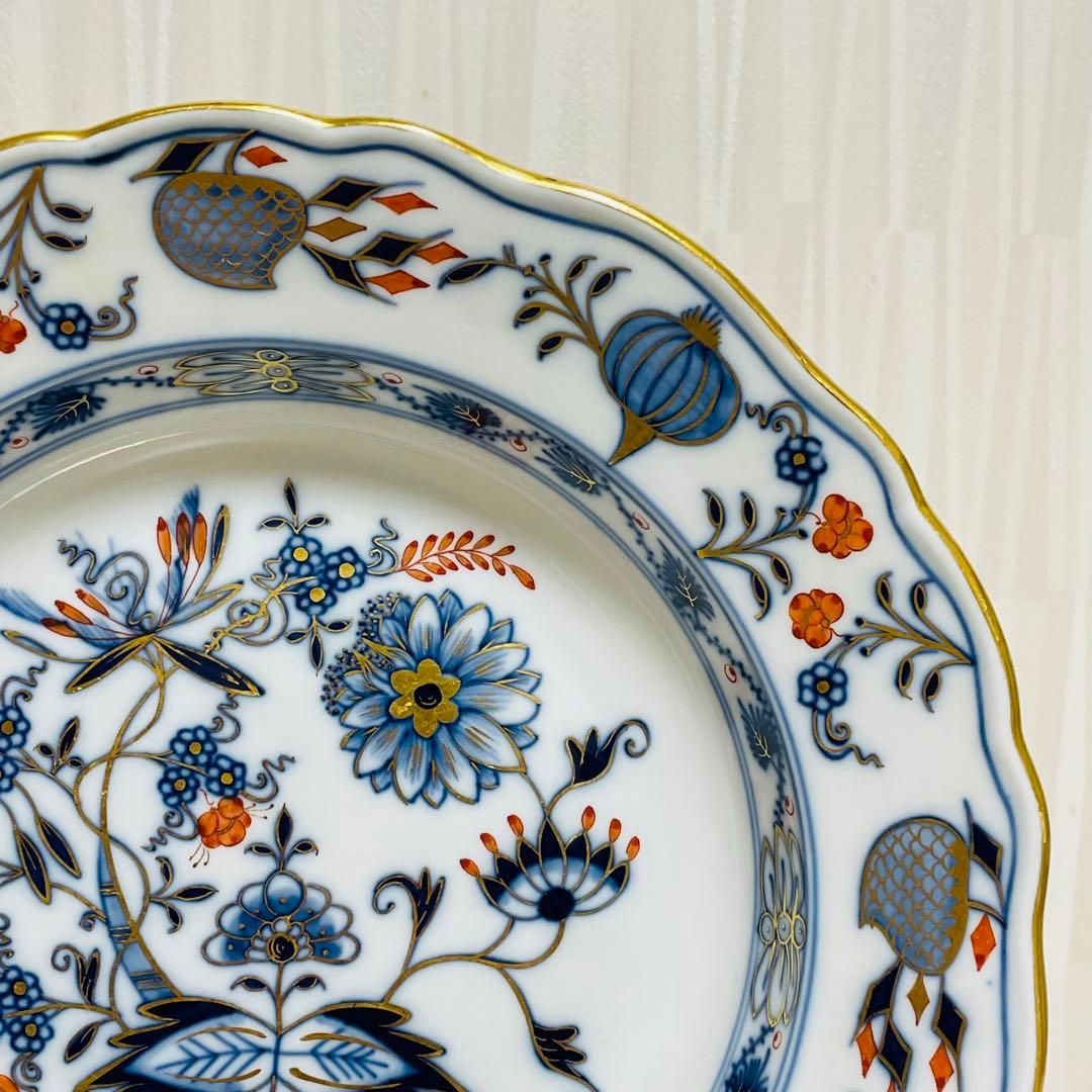 Meissen マイセン カラーオニオン 朱金 プレート 直径 約23.5cm