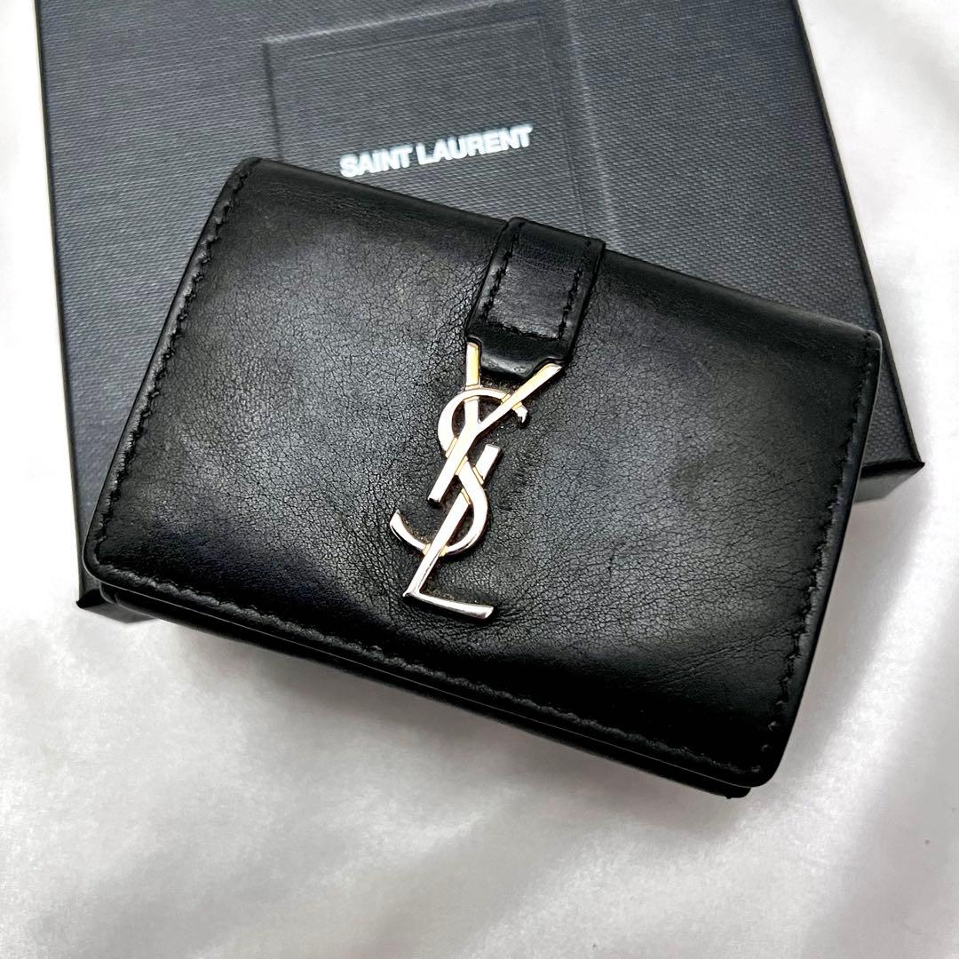 ◇美品◇サンローラン　オリガミタイニーウォレット　スムースレザー　ブラック