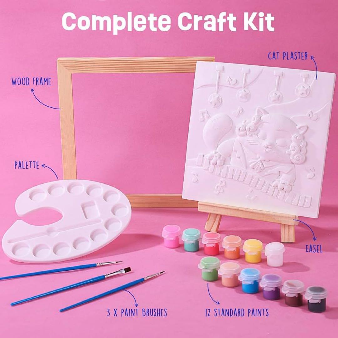 子供向けペイントギフト 猫のしっくいペイントキット アート&クラフト DIY画材