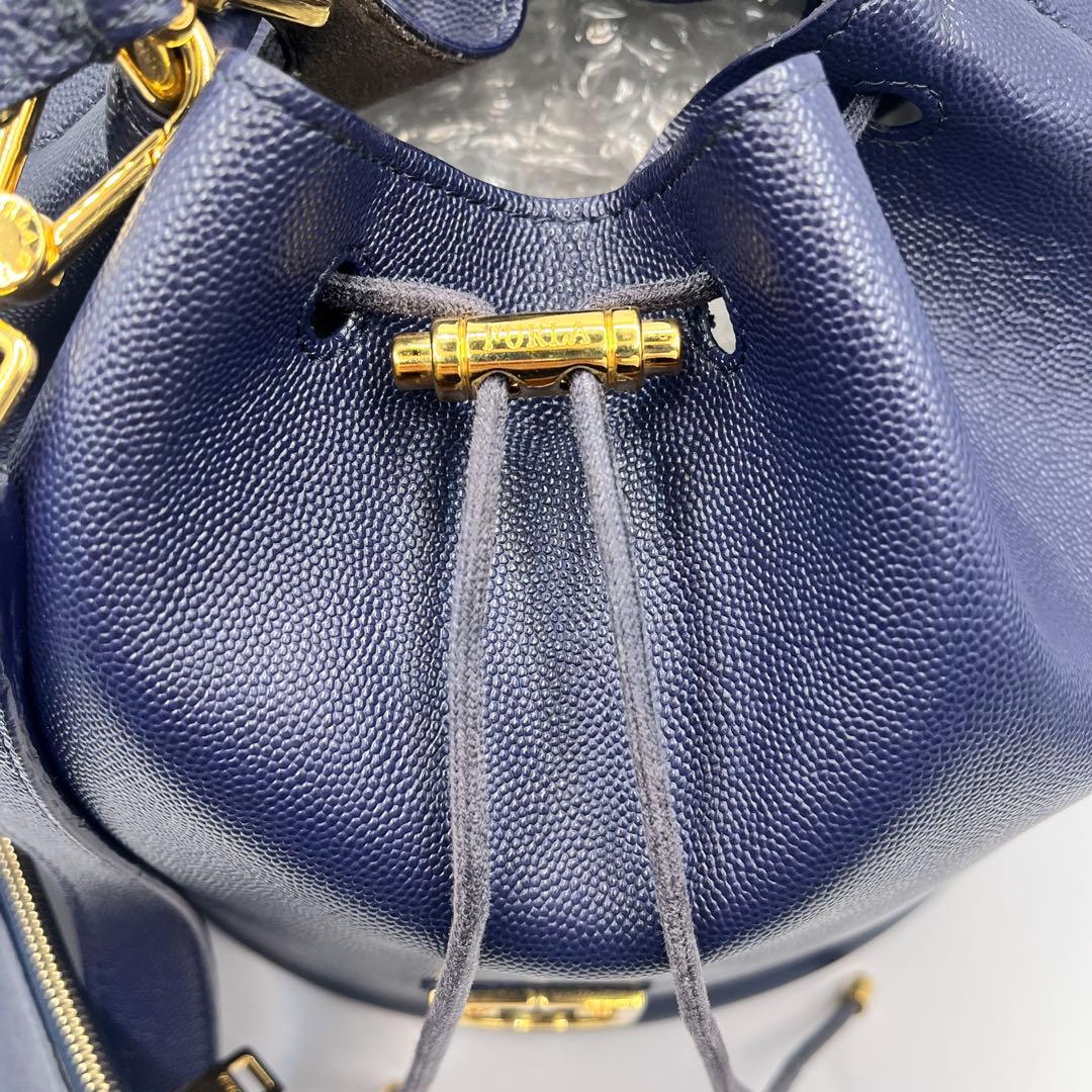 フルラ ショルダーバッグ 2way コロナ 巾着 ポーチ付　バケット レザー