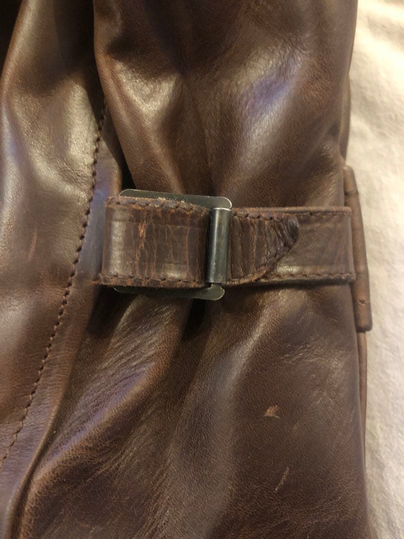 エアロレザー　ハーフベルト　シングルライダースジャケット 34 ブラウン