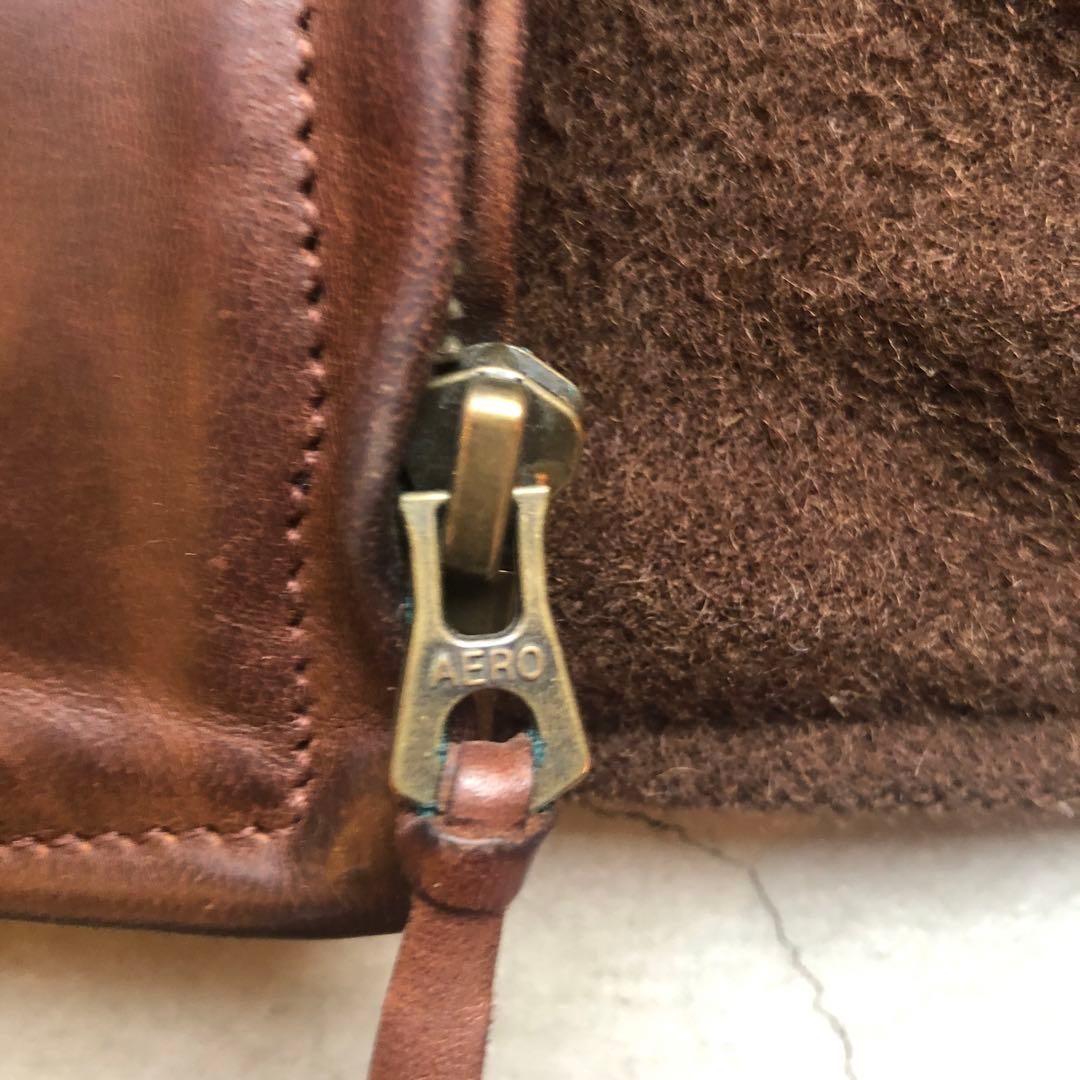 エアロレザー　ハーフベルト　シングルライダースジャケット 34 ブラウン