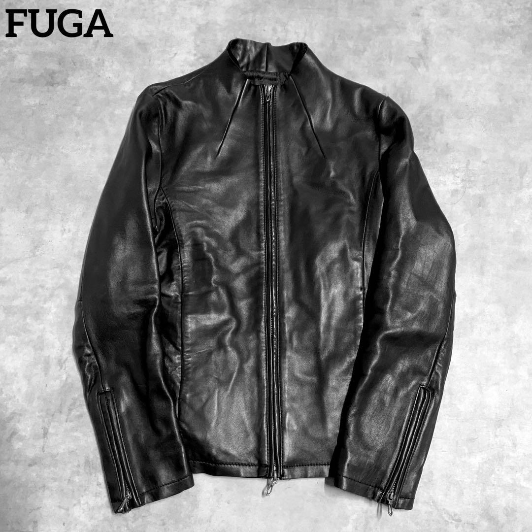 00s FUGA ラムレザー　ライダース　レザージャケット　ダブルジップ　Y2K