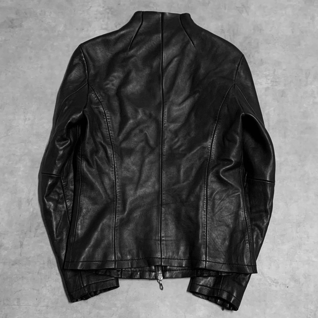 00s FUGA ラムレザー　ライダース　レザージャケット　ダブルジップ　Y2K