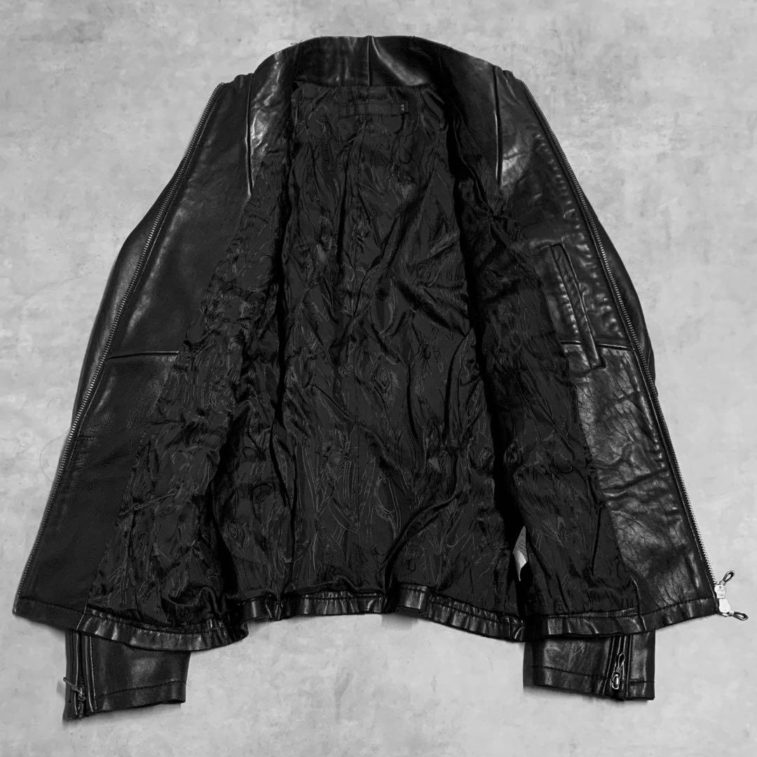 00s FUGA ラムレザー　ライダース　レザージャケット　ダブルジップ　Y2K