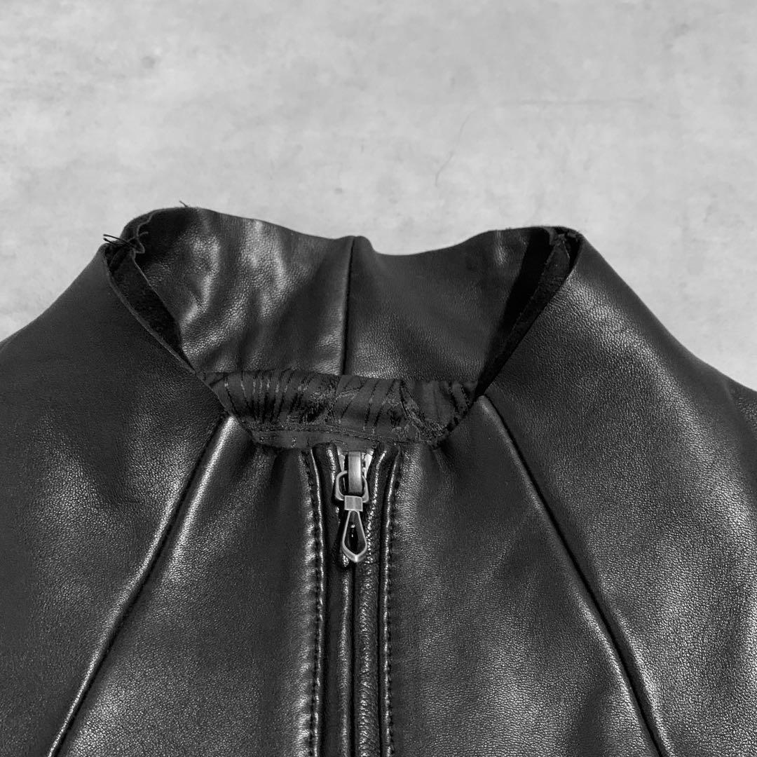 00s FUGA ラムレザー　ライダース　レザージャケット　ダブルジップ　Y2K