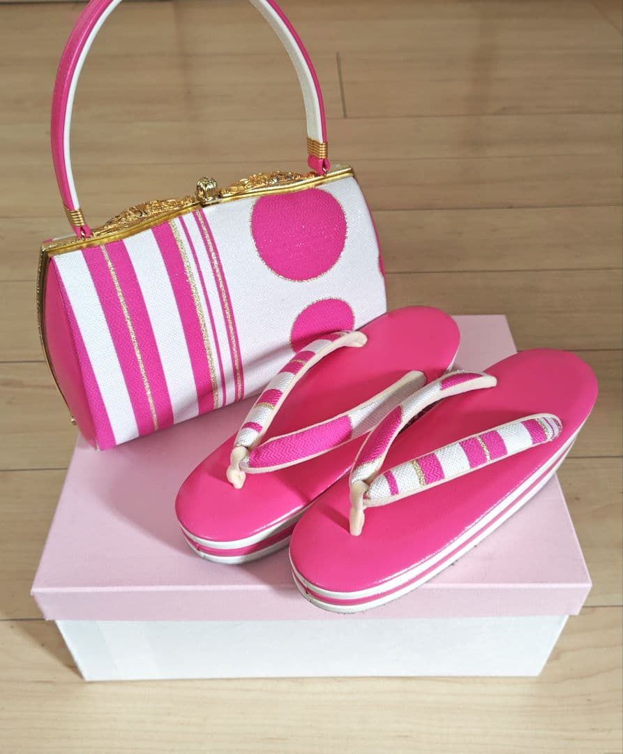 草履バッグセット　振袖　成人式　袴　ピンク