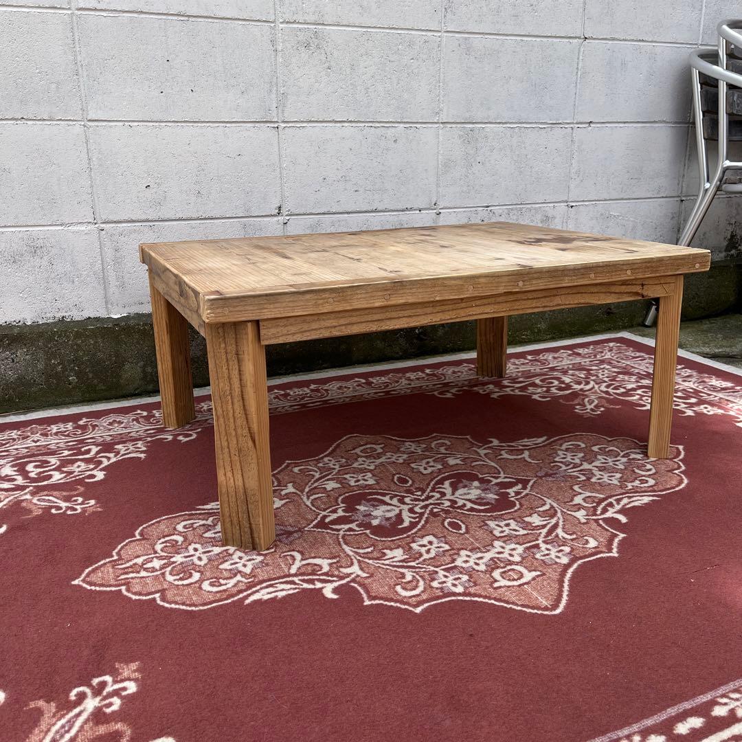 古家具 木製無垢材◾️古材天板 折り畳みテーブル コーヒーテーブル サイドテーブル