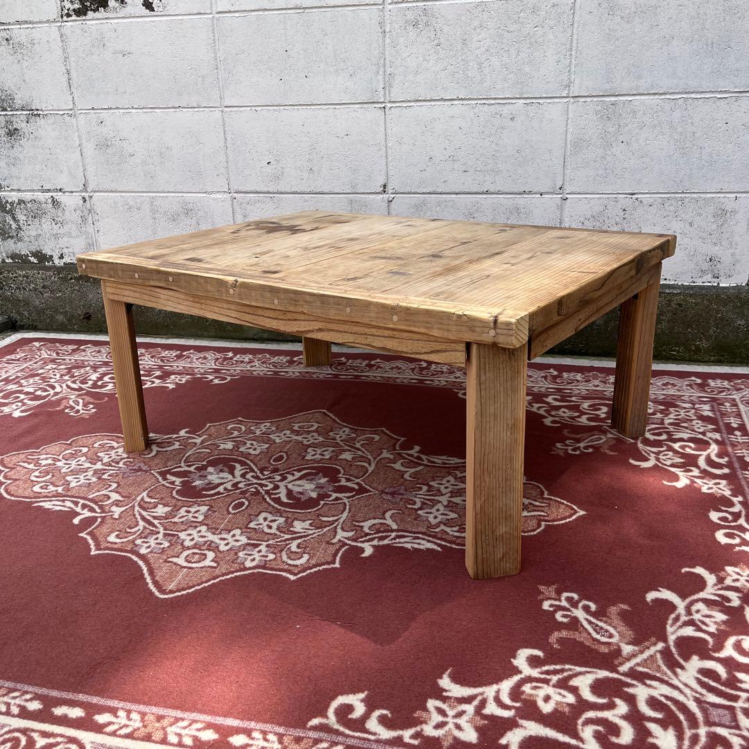 古家具 木製無垢材◾️古材天板 折り畳みテーブル コーヒーテーブル サイドテーブル