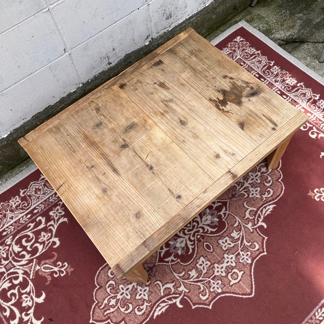 古家具 木製無垢材◾️古材天板 折り畳みテーブル コーヒーテーブル サイドテーブル