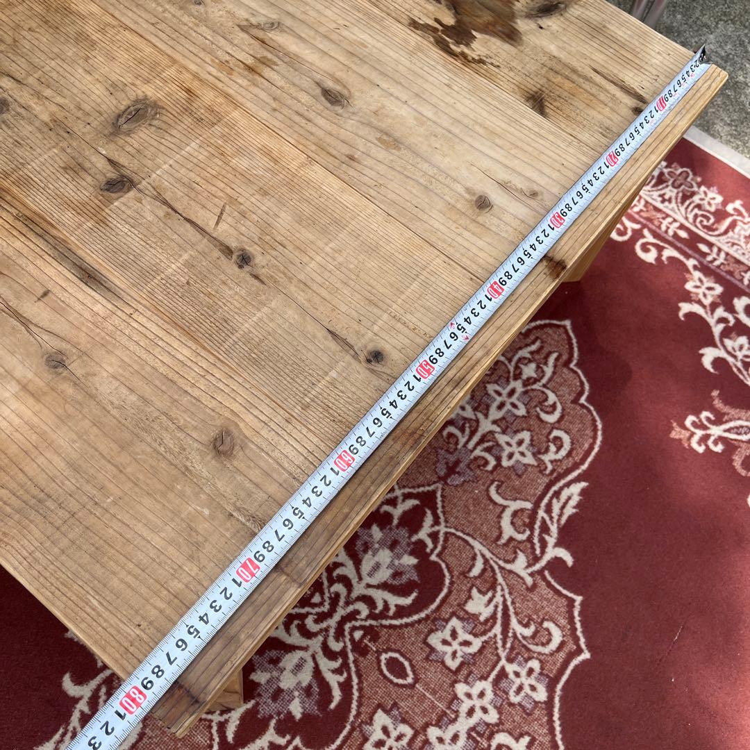 古家具 木製無垢材◾️古材天板 折り畳みテーブル コーヒーテーブル サイドテーブル