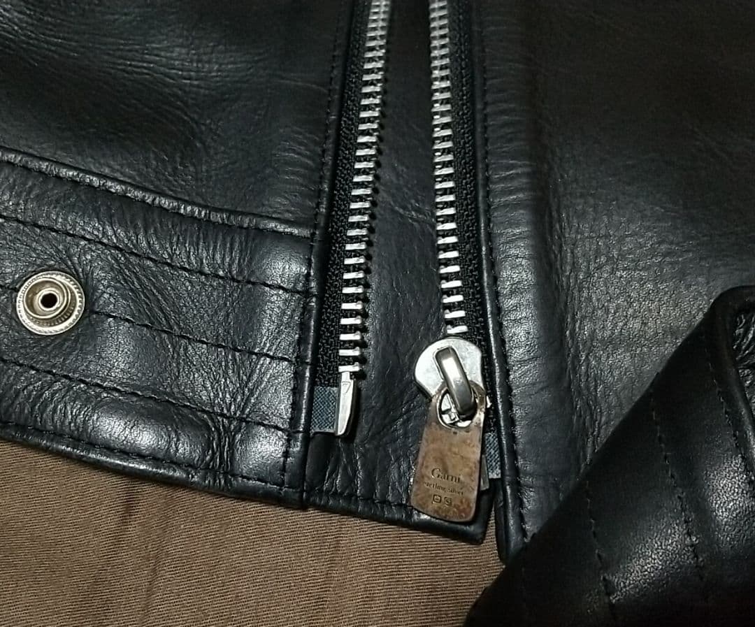 GARNI ガルニ ダブルライダースジャケット 黒 シルバー925