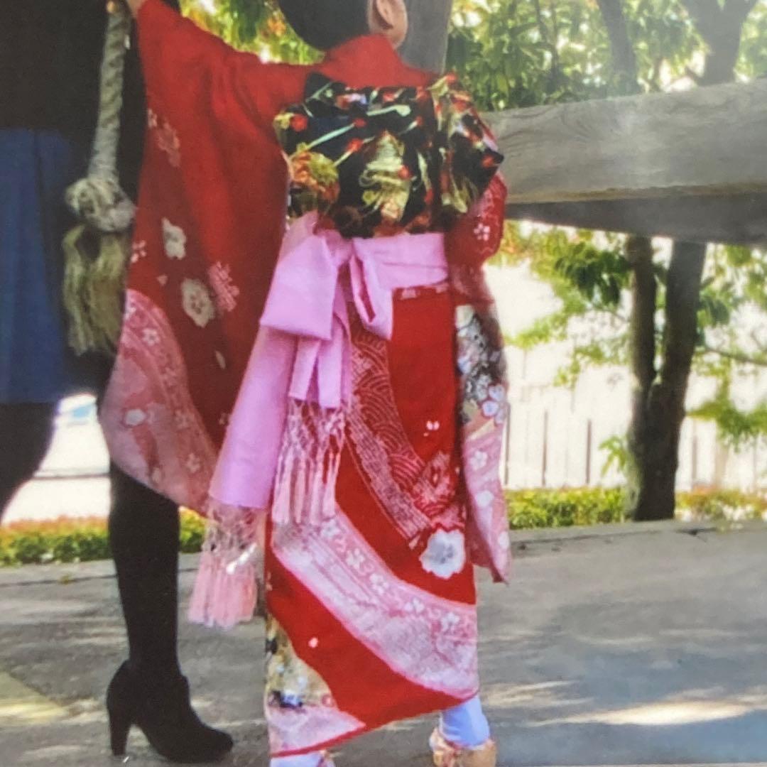 七五三着物赤正絹7歳一式