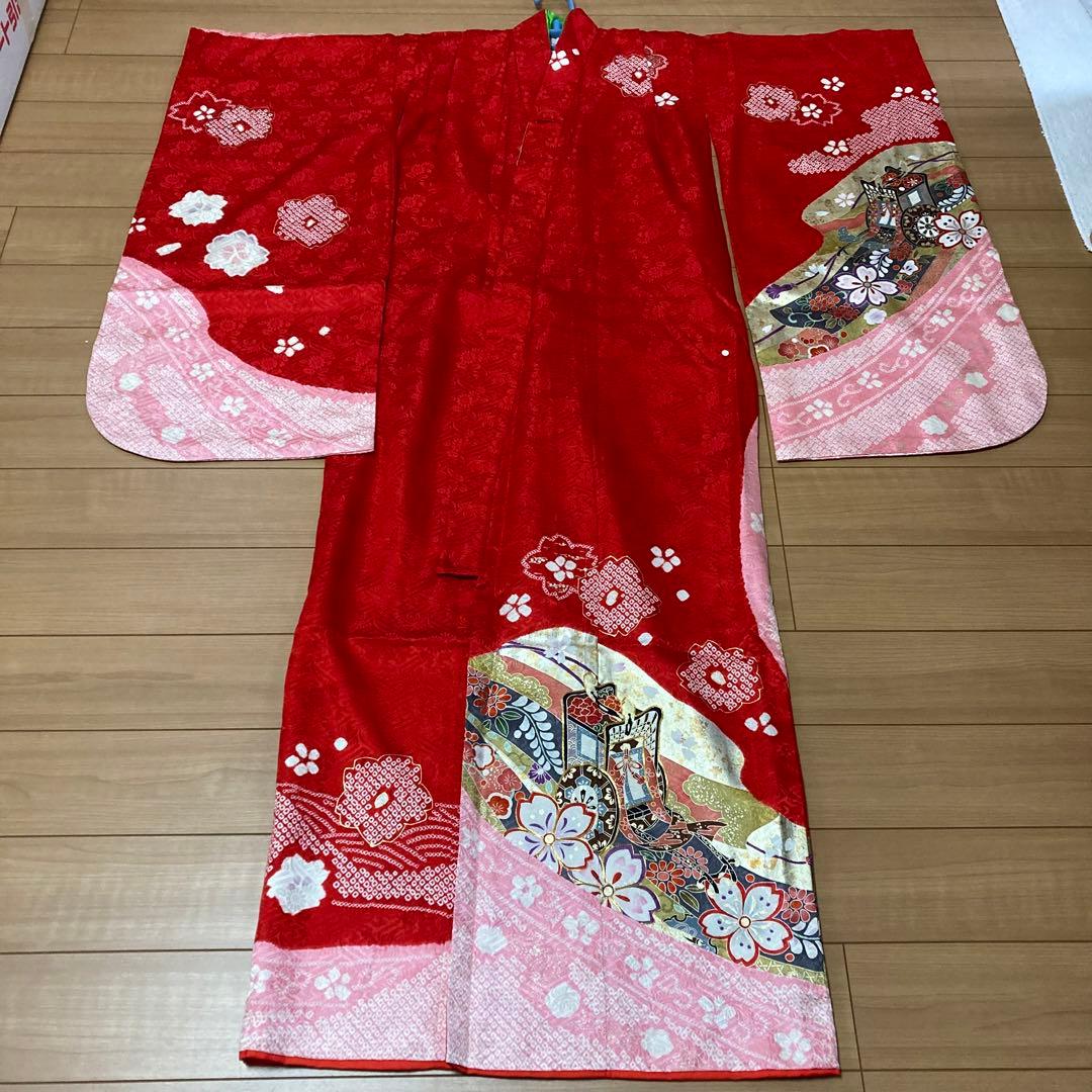 七五三着物赤正絹7歳一式