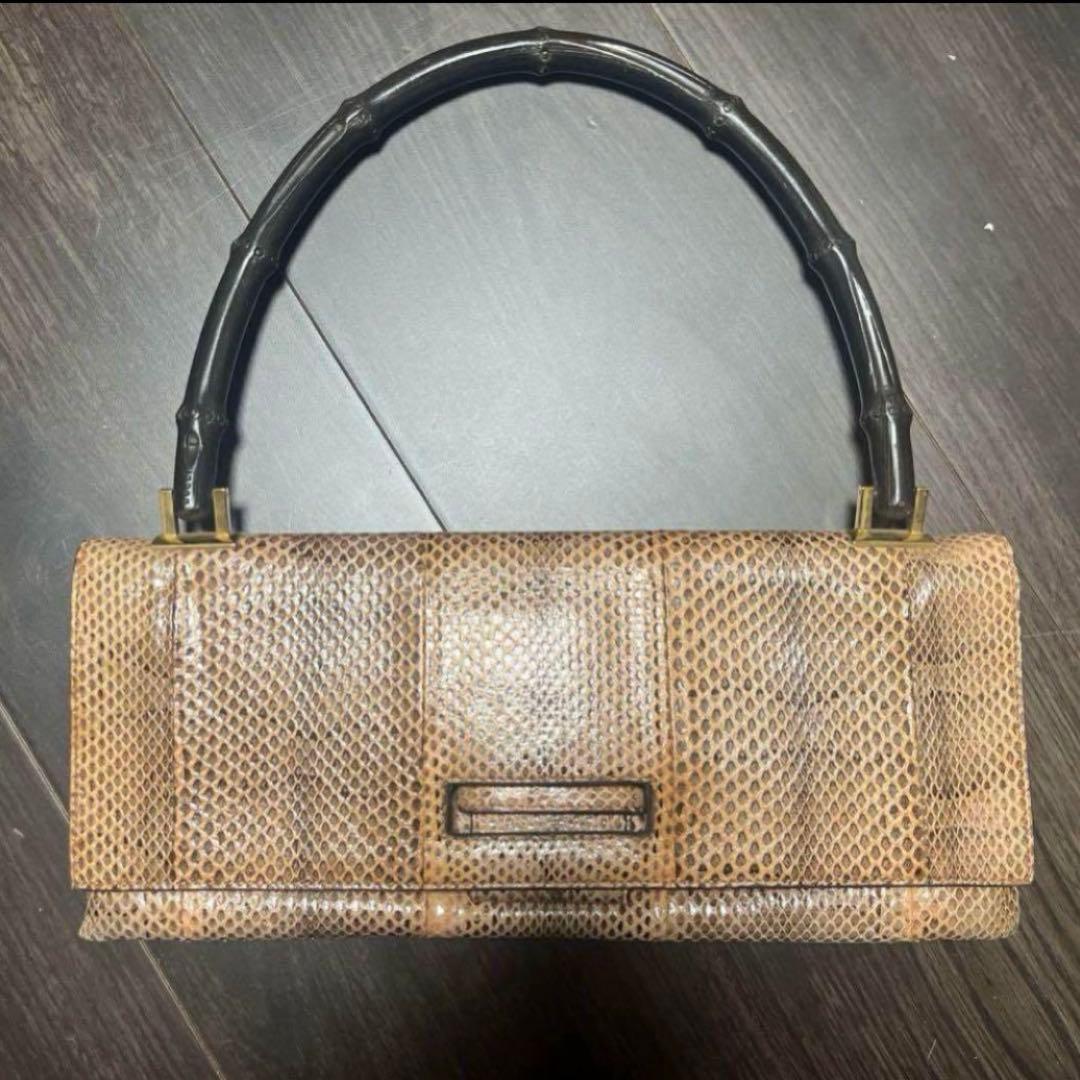 グッチ GUCCI バンブー 001・4055 パイソン×レザー バッグ