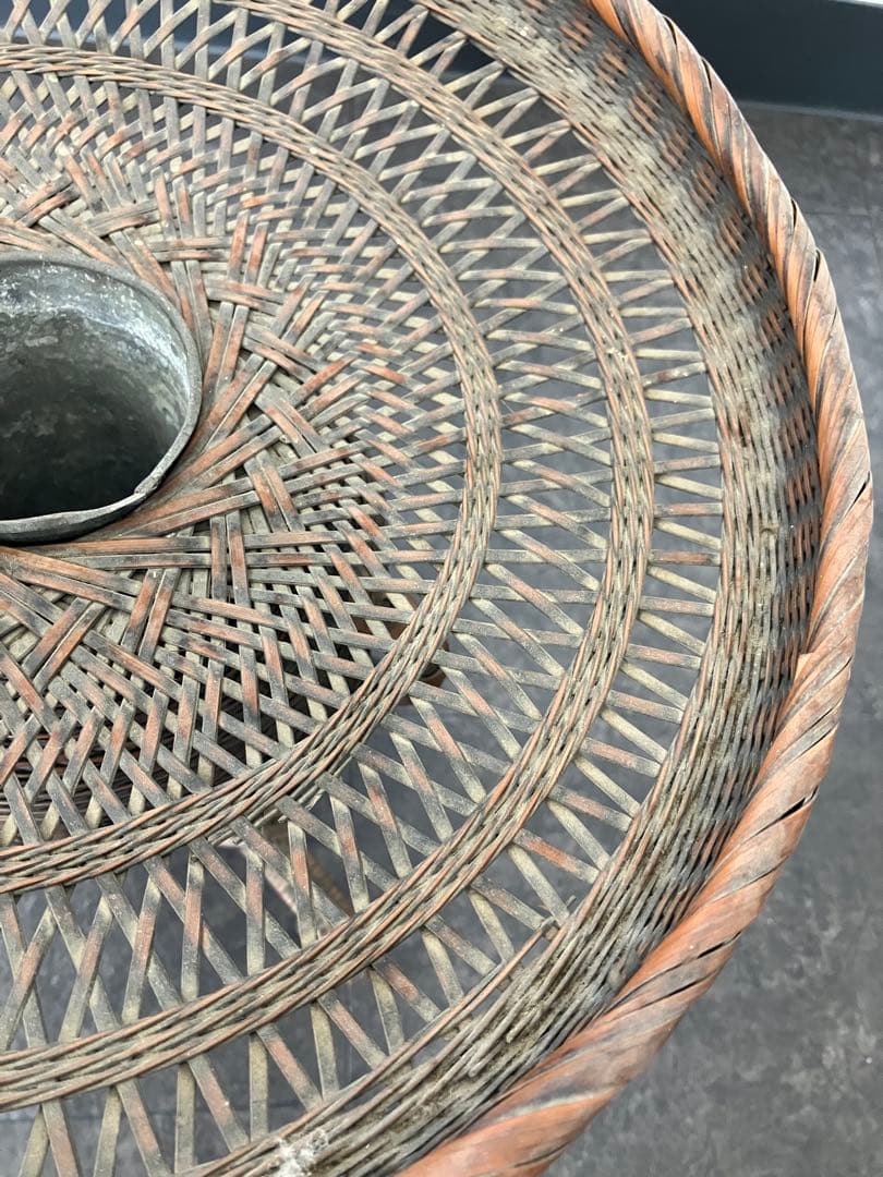 taka！古美術 生花 竹籠 花籠 唐物 花器　三足　古道具　籐