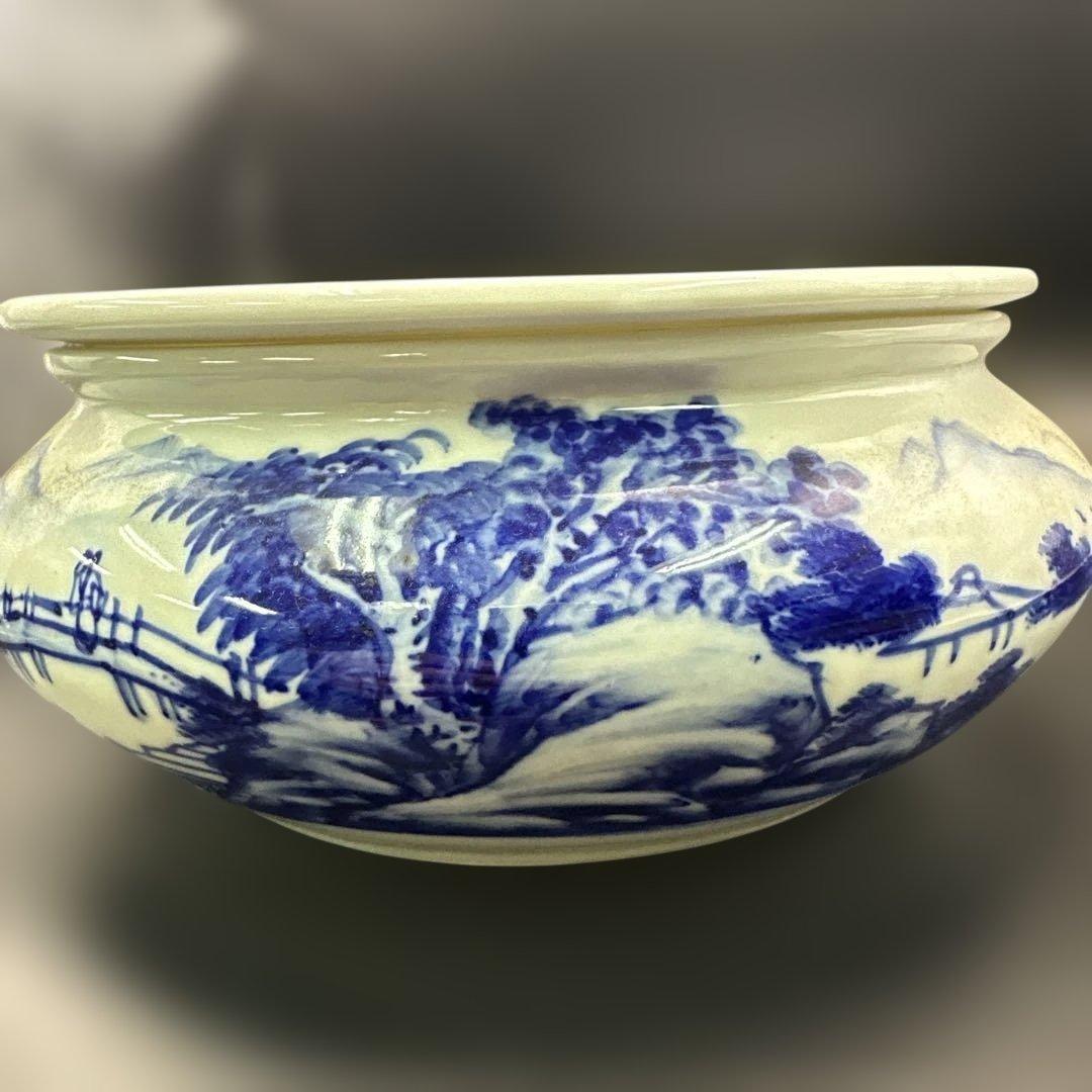 中国，茶具，茶器，置物，青白磁風景画陶器器