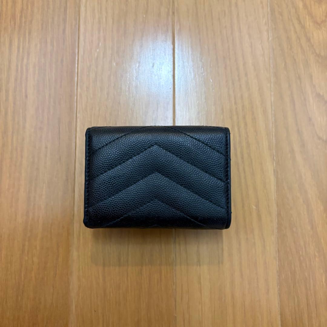 YSL イブサンローラン　ブラックレザー 三つ折り財布