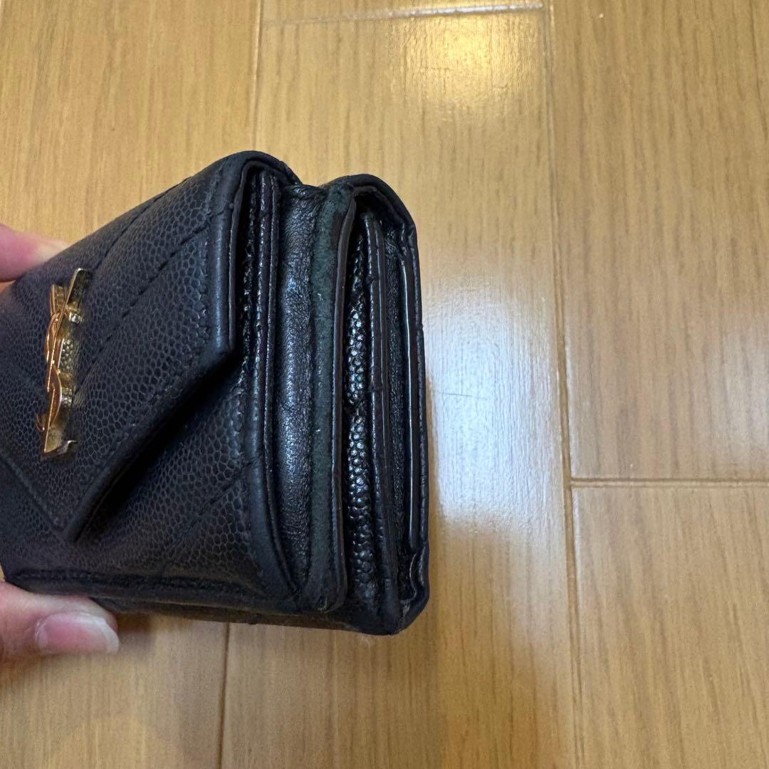 YSL イブサンローラン　ブラックレザー 三つ折り財布