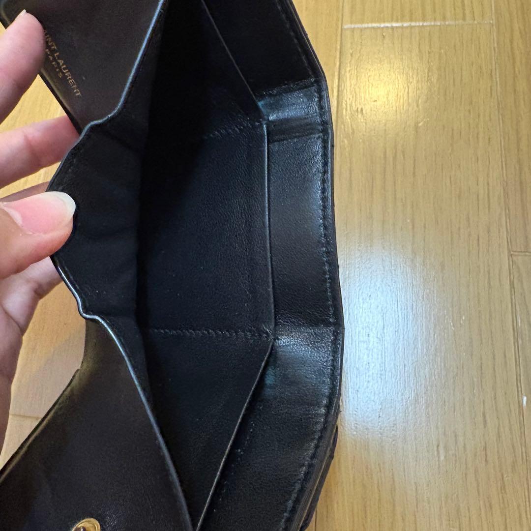 YSL イブサンローラン　ブラックレザー 三つ折り財布