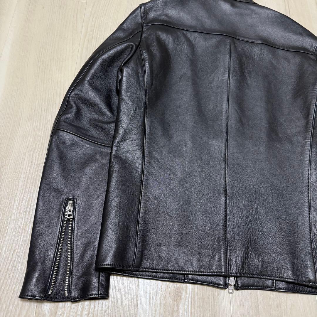 【美品】LIDnM リドム シングルライダースジャケット 羊革 ブラック L