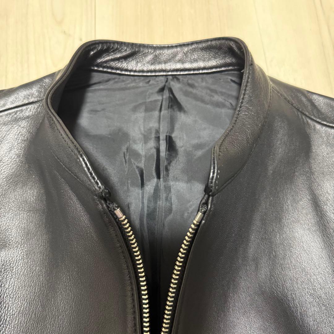 【美品】LIDnM リドム シングルライダースジャケット 羊革 ブラック L
