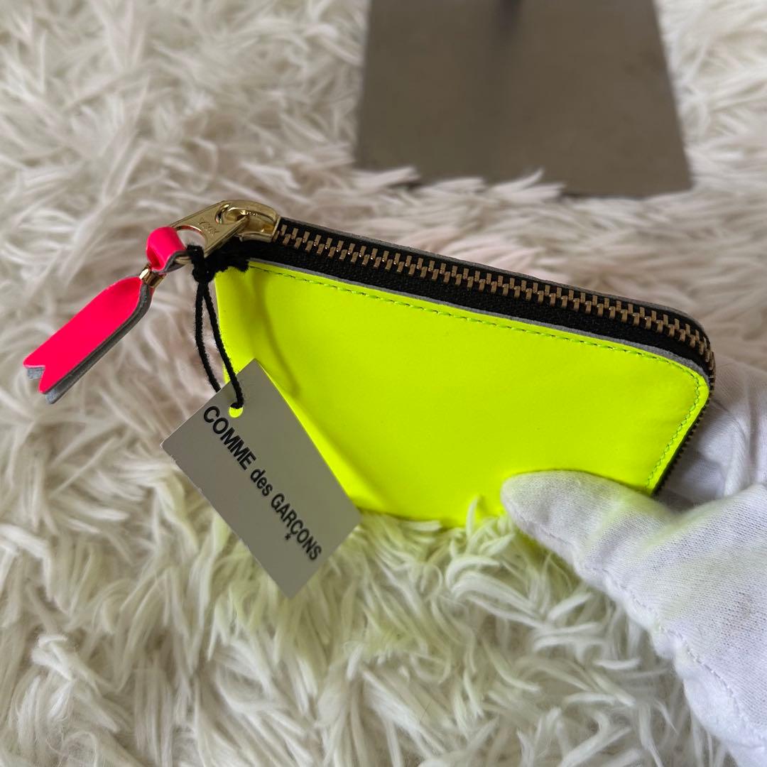 値下げ タグ 箱付 コムデギャルソン ミニ財布 蛍光色 ウォレット ケース