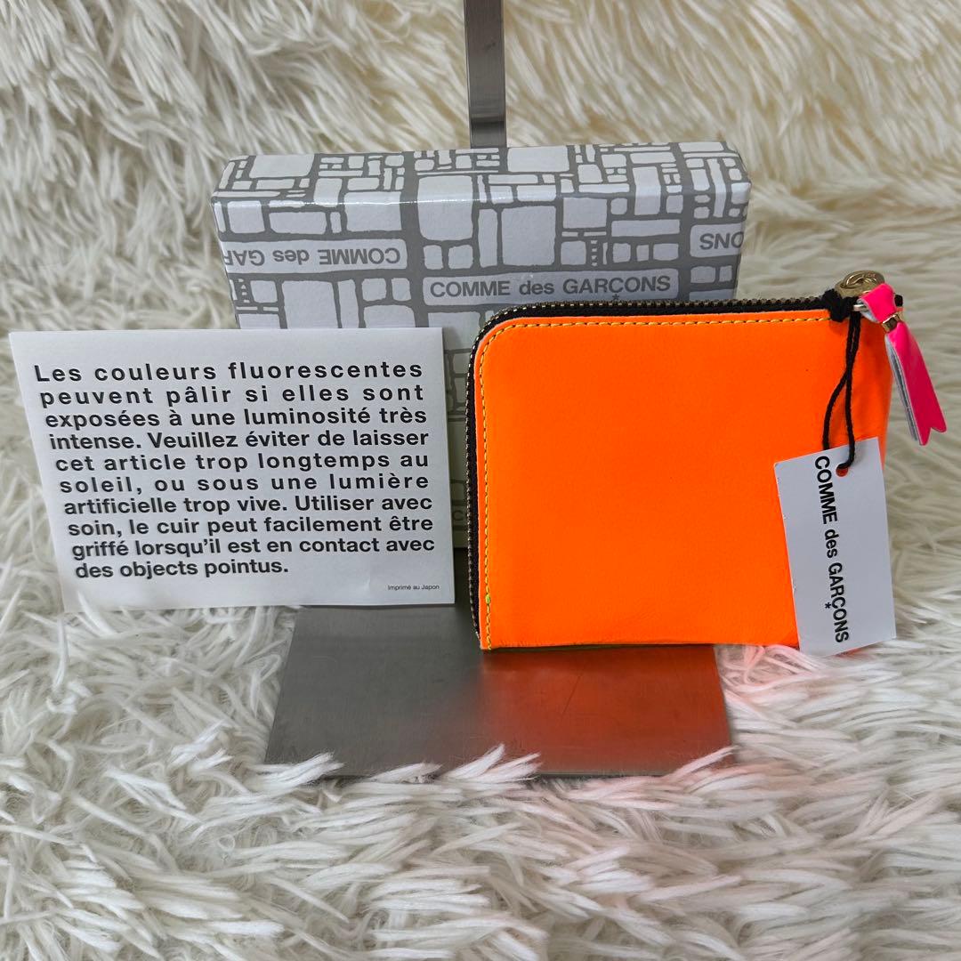 値下げ タグ 箱付 コムデギャルソン ミニ財布 蛍光色 ウォレット ケース