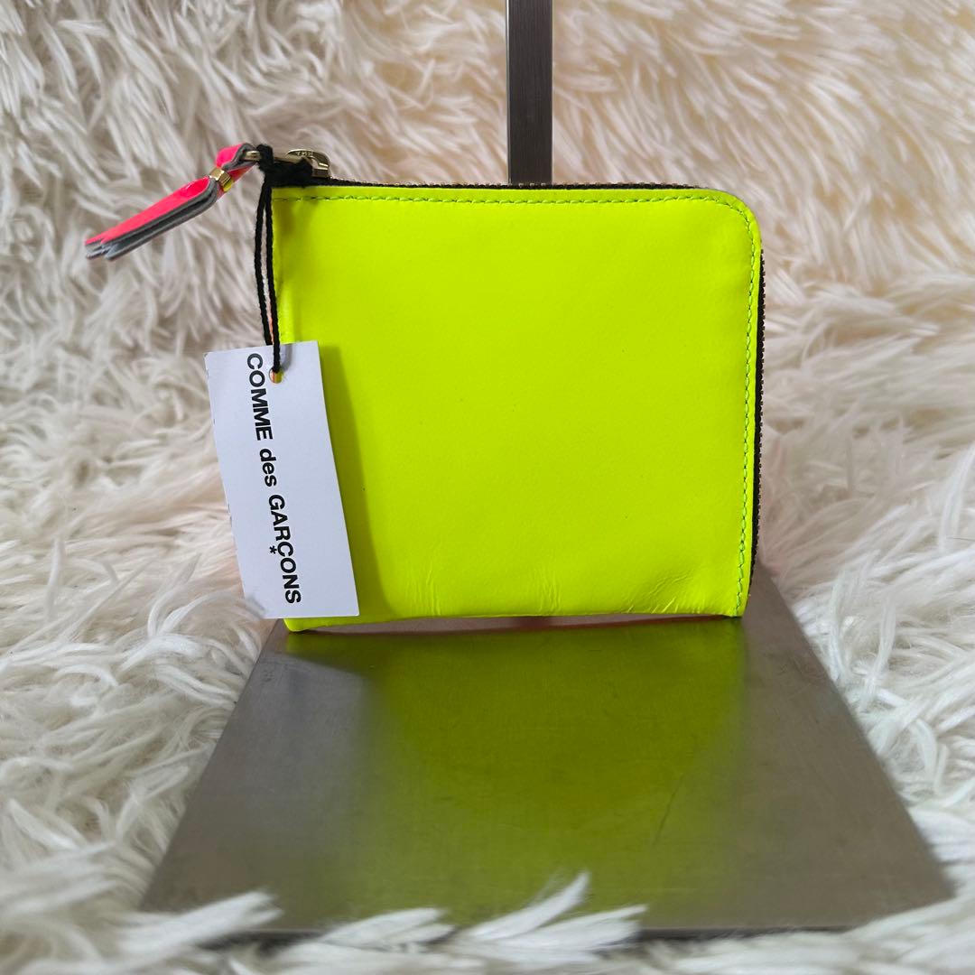 値下げ タグ 箱付 コムデギャルソン ミニ財布 蛍光色 ウォレット ケース