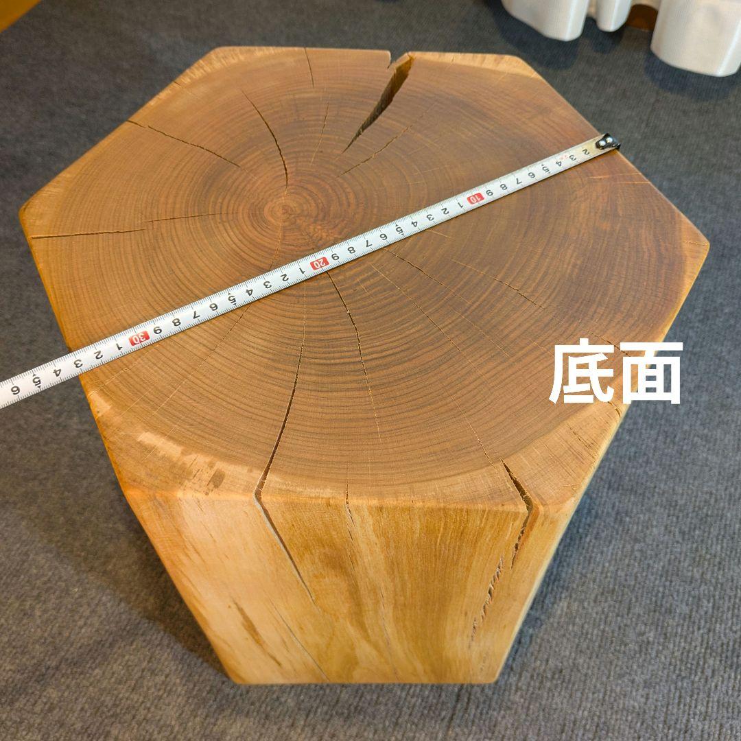ピーナッツ様確認用　山桜　六角形　 天然木　椅子　スツール　高さ約35㎝
