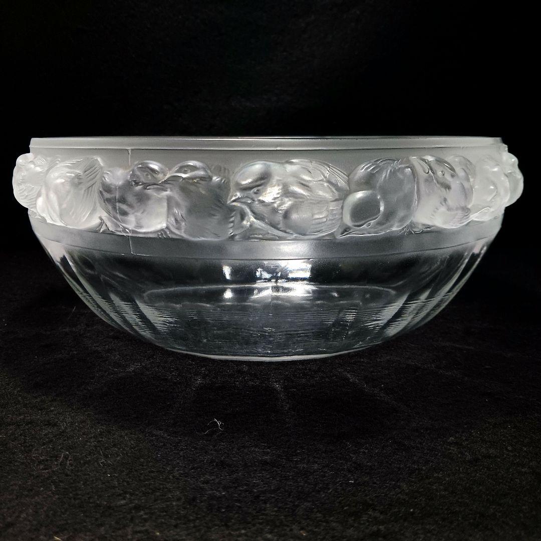 Y2946 ルネ・ラリック メゾンジュ 小鳥 ガラス鉢 直径23㎝　T
