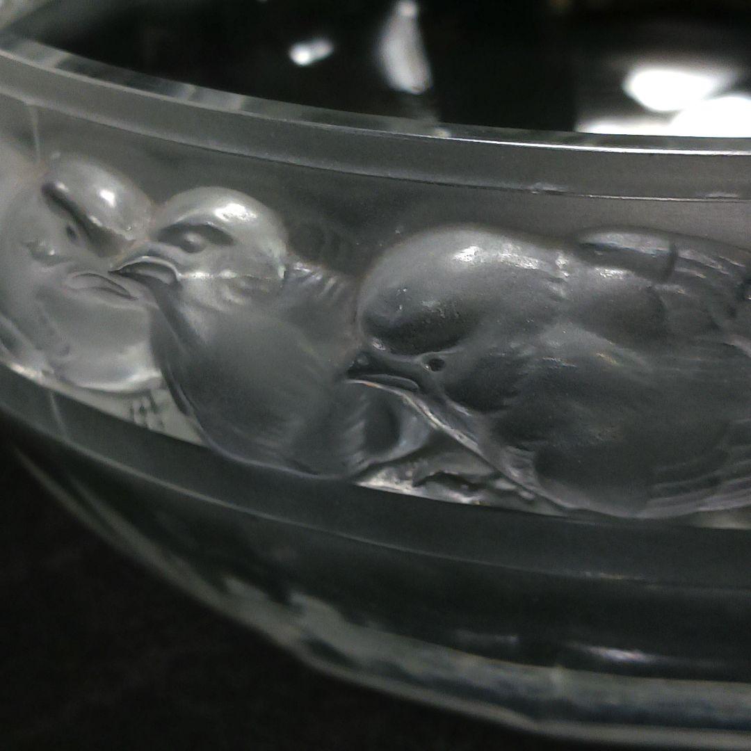 Y2946 ルネ・ラリック メゾンジュ 小鳥 ガラス鉢 直径23㎝　T