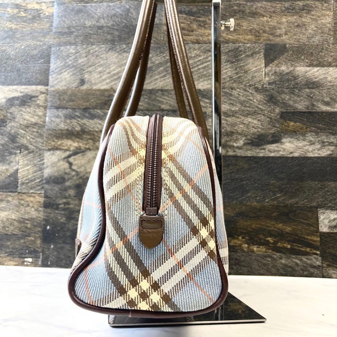 希少色 バーバリーブルーレーベル ミニボストン バッグ ノバチェック ホースロゴ