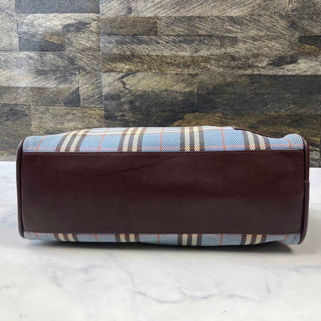 希少色 バーバリーブルーレーベル ミニボストン バッグ ノバチェック ホースロゴ