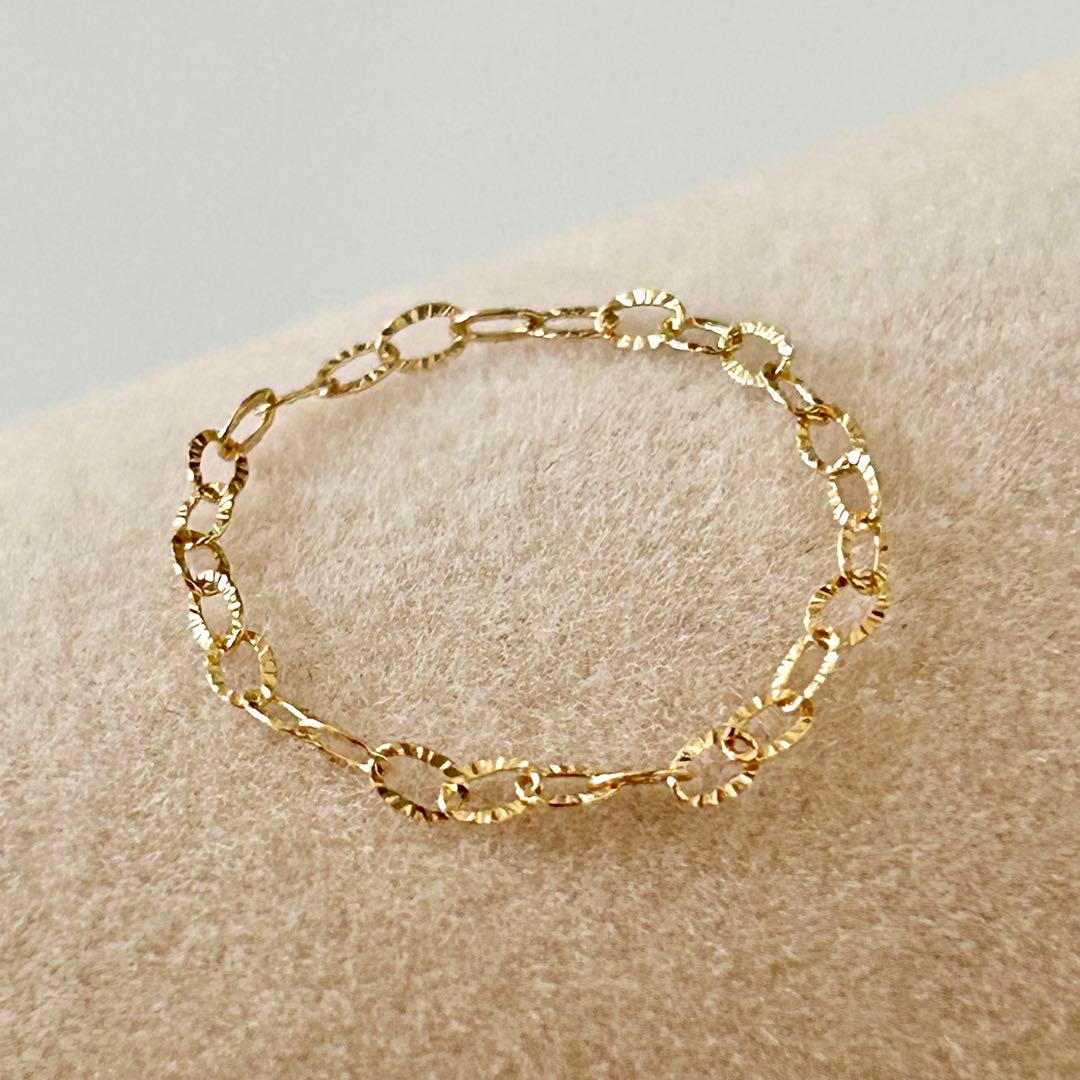 新品 日本製 18金 K18 チェーンリング 13号 PL