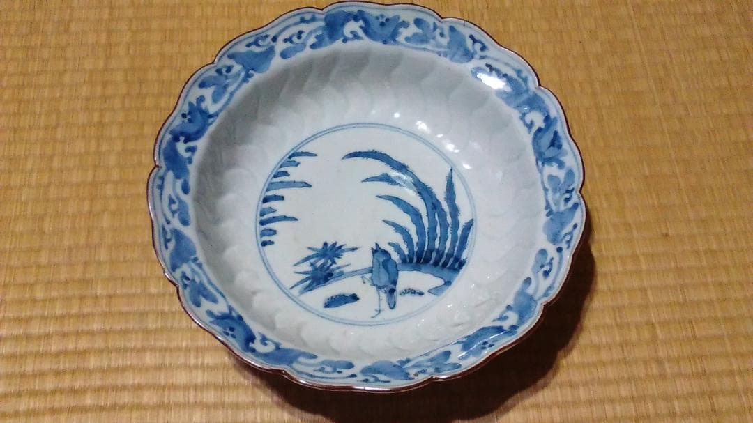 古伊万里　鳥絵　大平・大鉢　無傷・時代箱入