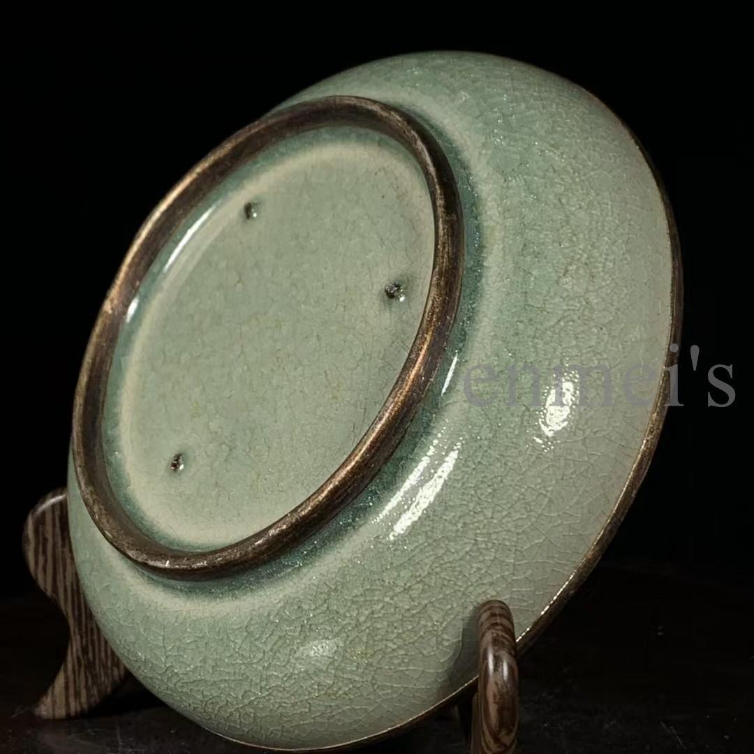 中国古美術・宋汝窯・汝窯・巻足洗・銀嵌細工・古陶磁・茶道具・書道具・飾皿・置物