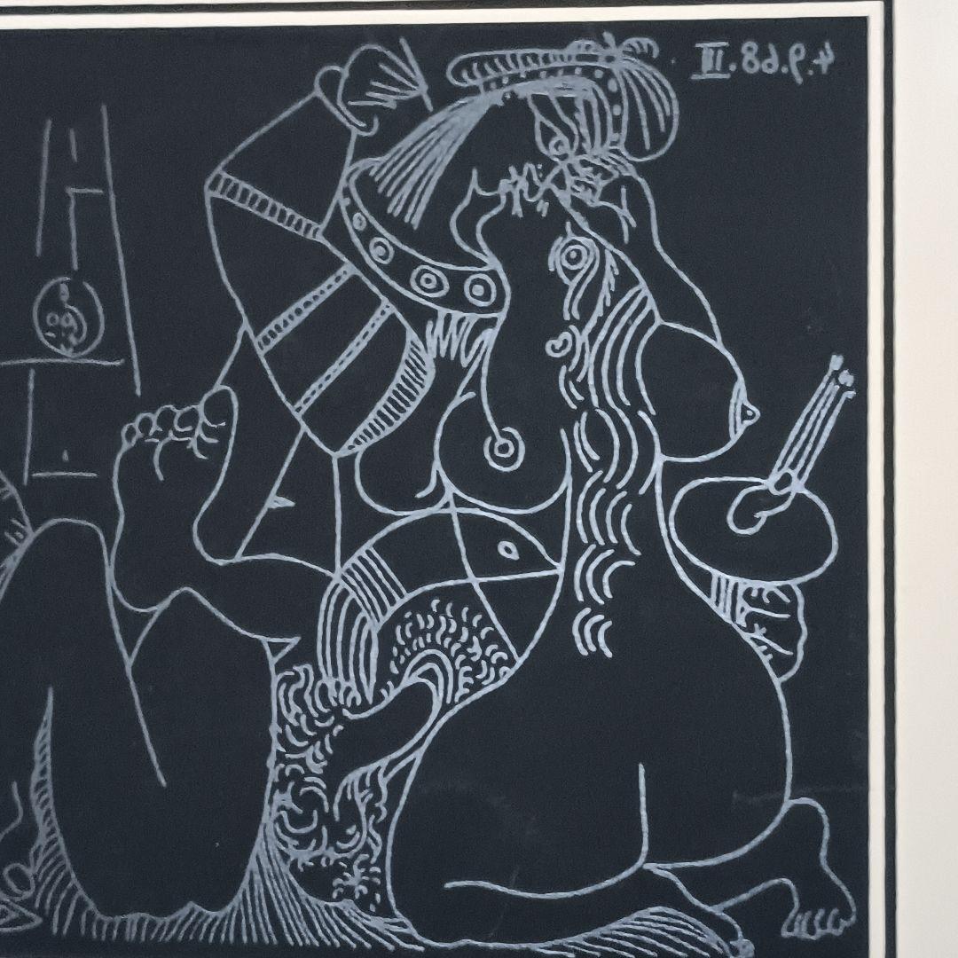 パブロ・ピカソ 347シリーズ 版画　 4.8.69Ⅲ 額サイズ41ｘ36cm