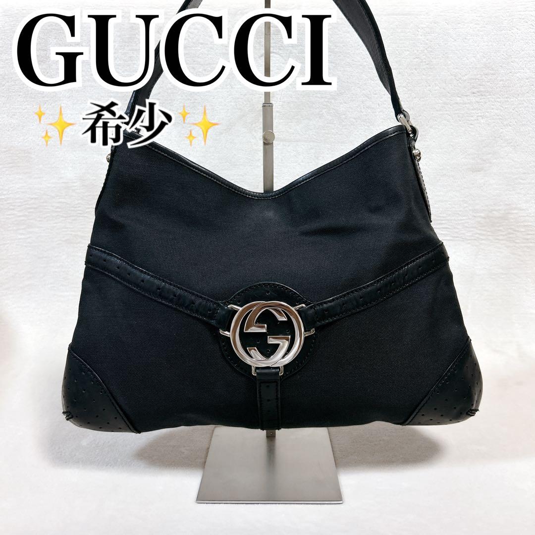 ✨希少✨GUCCI グッチ ワンショルダー インターロッキング 黒 ビッグロゴ
