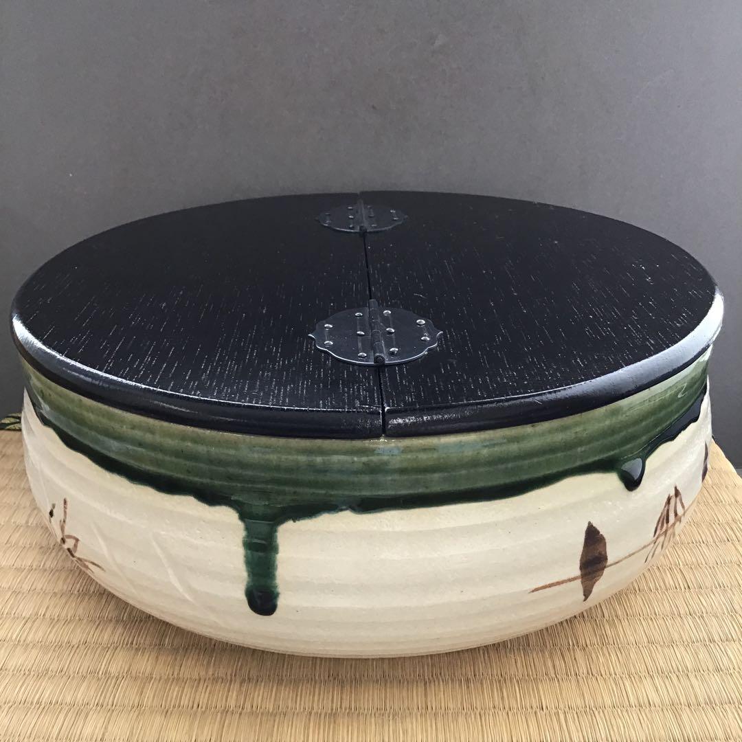 茶道具　水指　織部　五陶　平水指　紙箱　S103MS