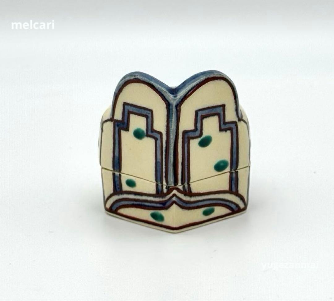 清閑寺窯　杉田祥平　絵安南冠　香合　茶道具　本人作