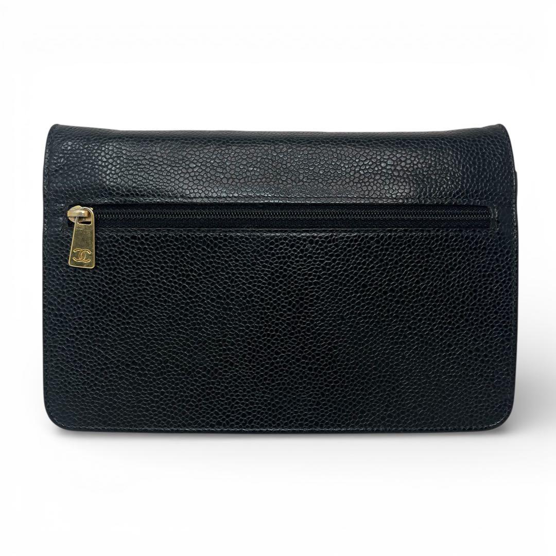CHANEL シャネル キャビアスキン デカココ チェーンウォレット 長財布