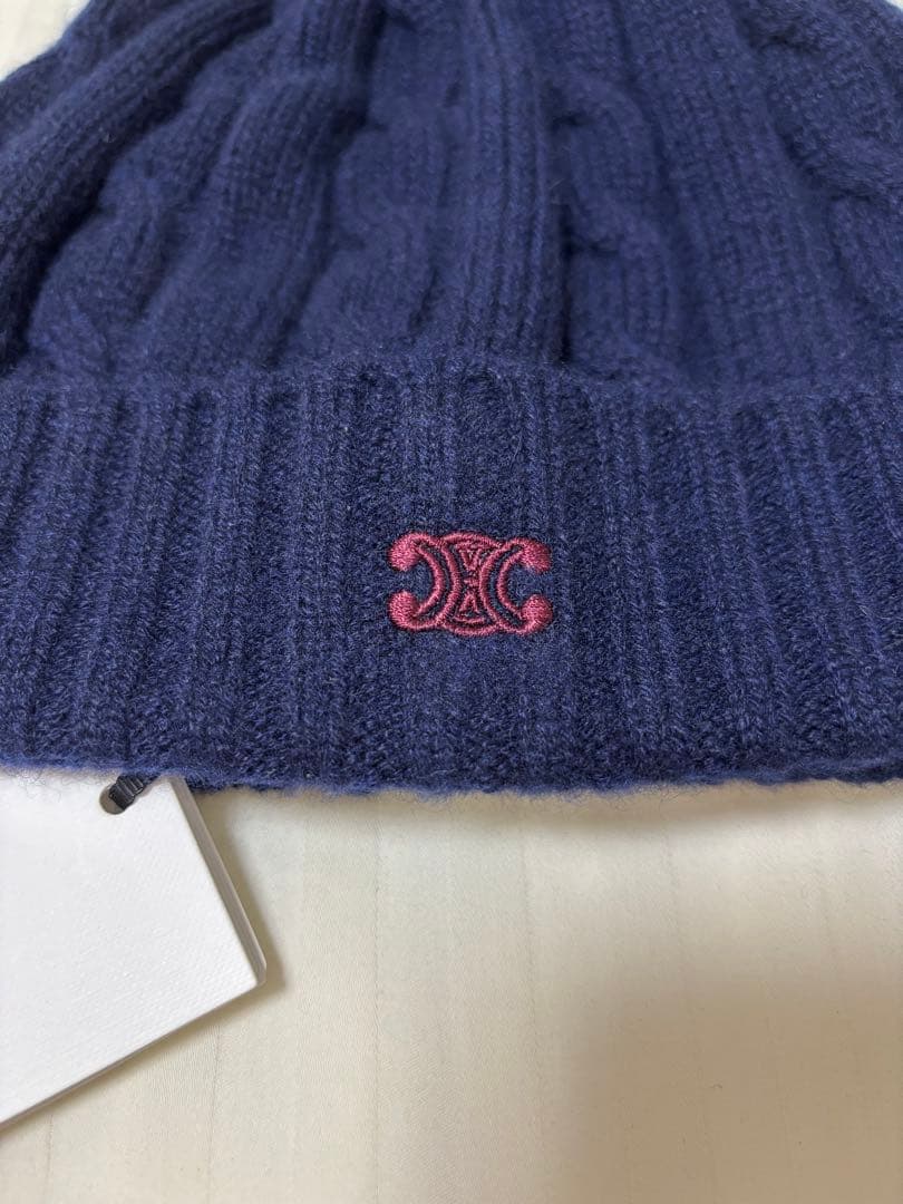 CELINE ネイビー カシミヤ　ニット帽