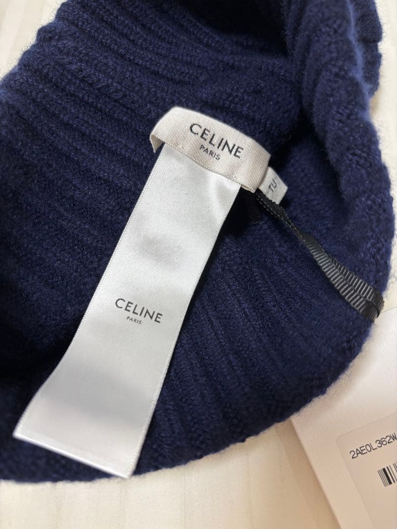 CELINE ネイビー カシミヤ　ニット帽