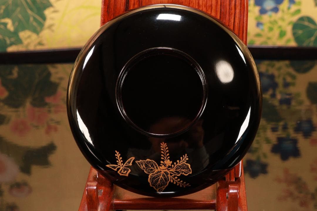 BJ132　時代輪島　加賀蒔絵　鶏図　吸物椀　二客　木製　茶道具 懐石 会席