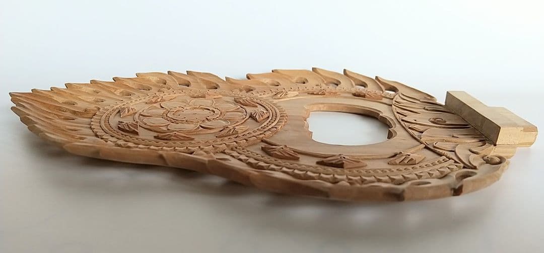 光背(3.5寸坐像用)#425 透し彫 火焔 ◆白檀 木彫 仏像付属品