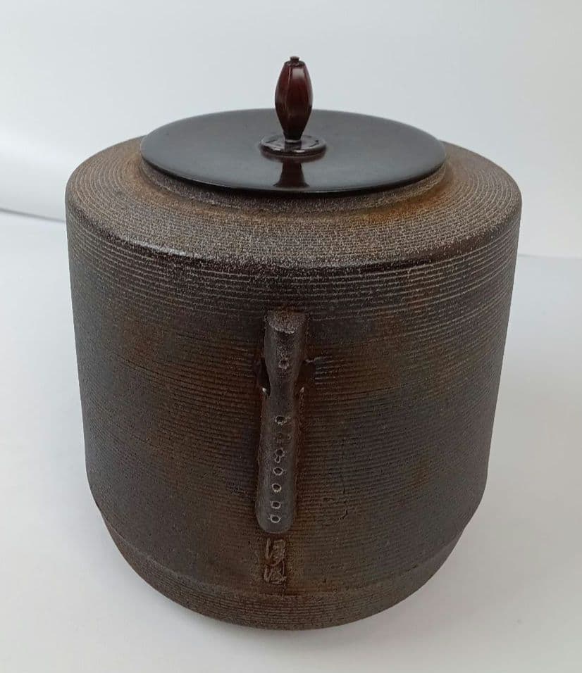 【釜師 人間国宝 佐藤浄清】筒釜 糸目地紋 茶道具 美術品 工芸品 コレクション